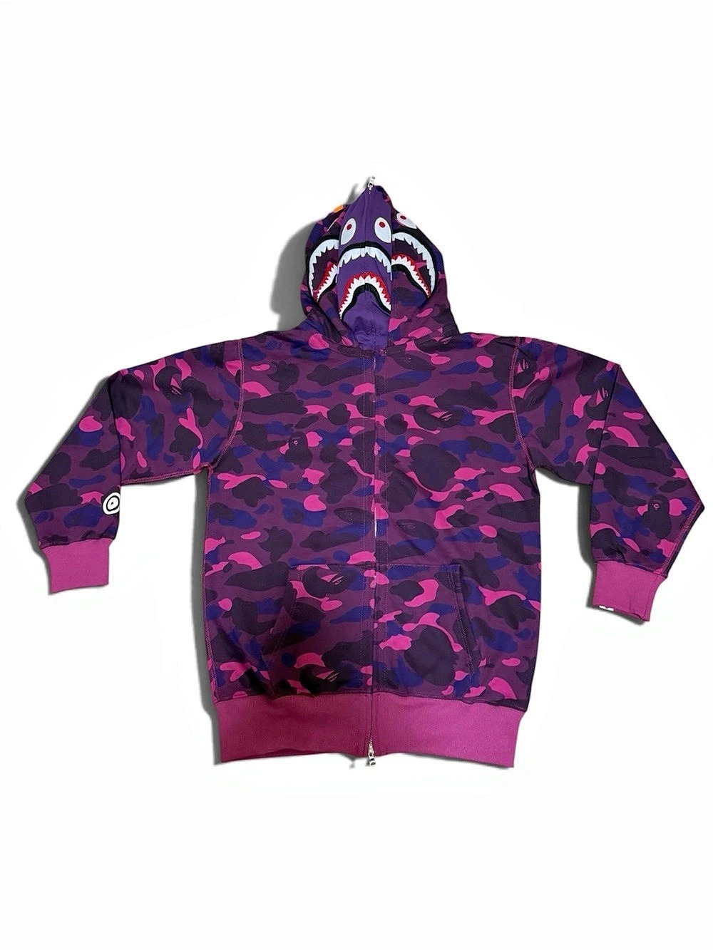 A Bathing Ape Color Camo Shark Full Zip Hoodie Purple Pink XL - Picture 3 of 6
